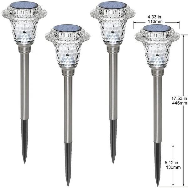 4pcs Garden Waterproof Outdoor Solar Lights for Yard,Landscape,Patio - Daylight 5000K - 6500K