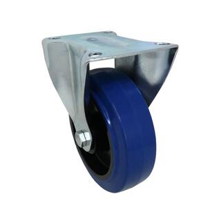 Everbilt 6 in. Blue Heavy-Duty Elastic Rubber and Steel Rigid Plate Caster with 529 lb. Load Rating 4054245EV