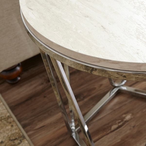 SEI Furniture Henderson Faux Marble Round Side Table