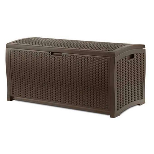 Suncast 73 Gallon Outdoor Deck Box amp 99 Gallon Patio Garden Deck Box Mocha