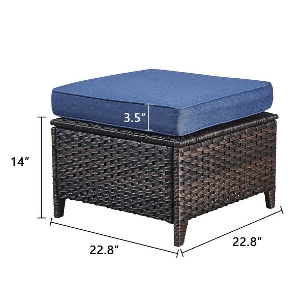 2 Piece Outdoor Ottoman Wicker Patio Ottomans