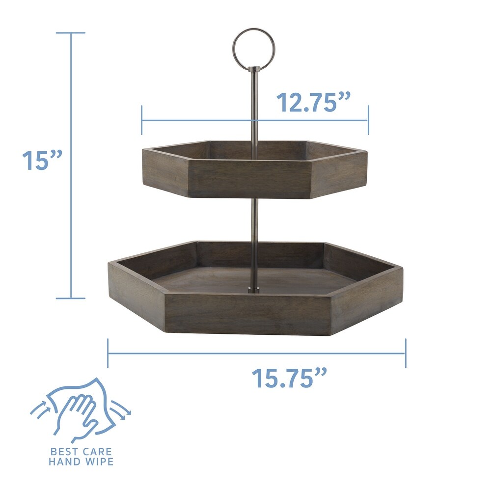 Gourmet Basics by Mikasa Hex 2Tier Mango Wood Tray