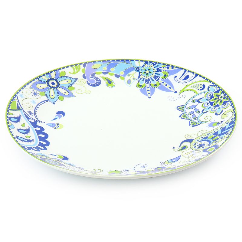 Elama Blue Fiesta 16 Piece Round Porcelain Dinnerware Set