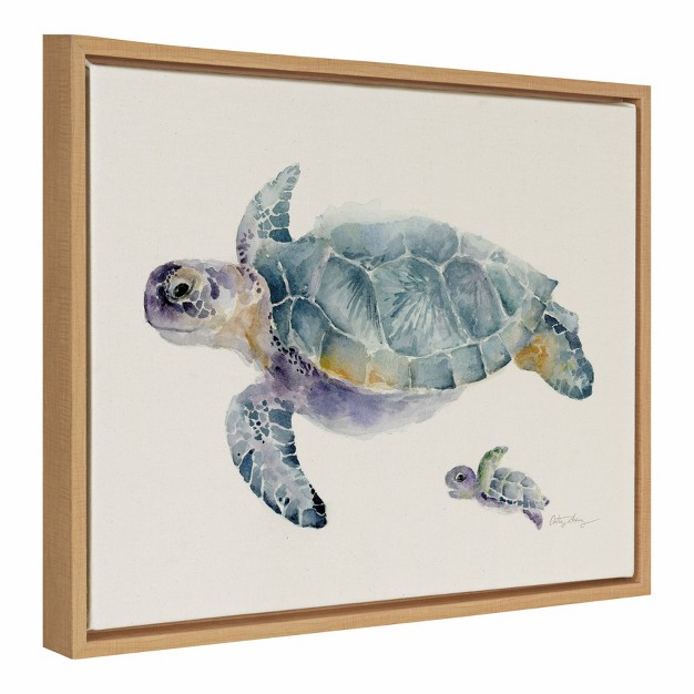 X 24 quot Sylvie Swim Along With Me Framed Canvas Wall Art By Cathy Zhang Natural Kate And Laurel