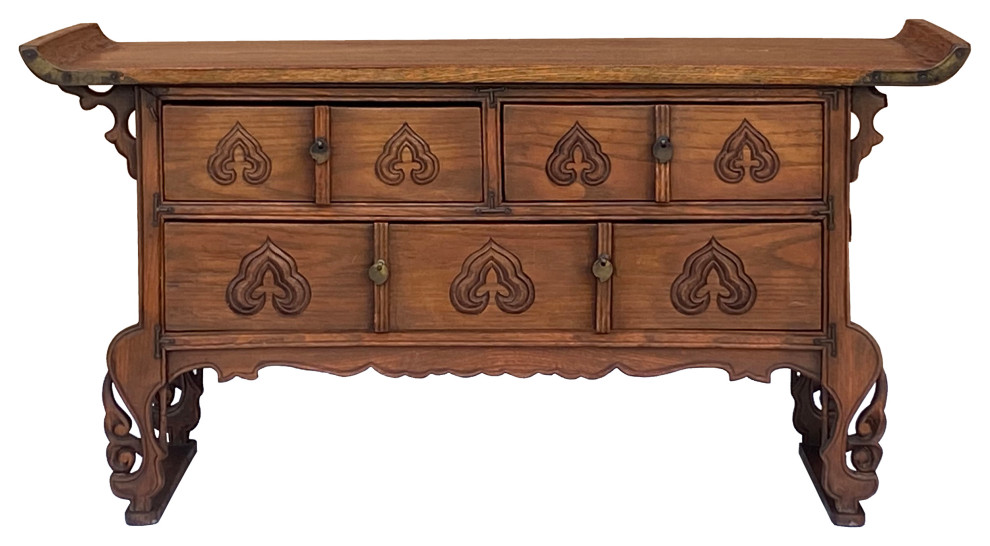 Oriental Asian Point Edge Chest of 3 Drawers Low Table Cabinet Hcs7294   Asian   Accent Chests And Cabinets   by Golden Lotus Antiques  Houzz