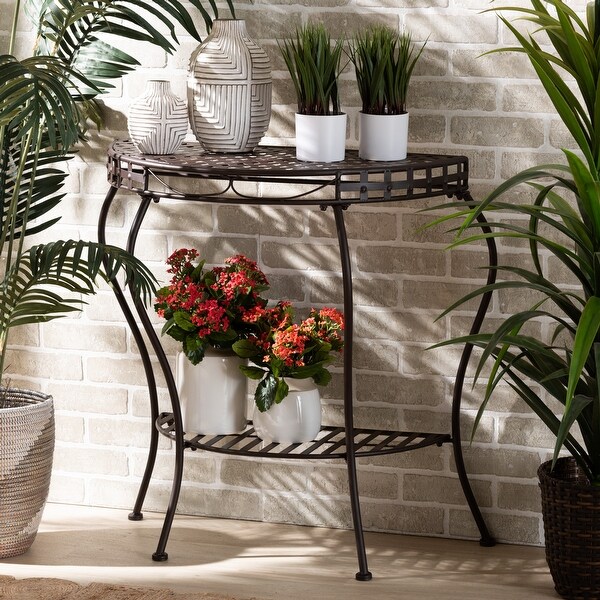 Laraine Modern and Contemporary Brown Metal Outdoor Console Table