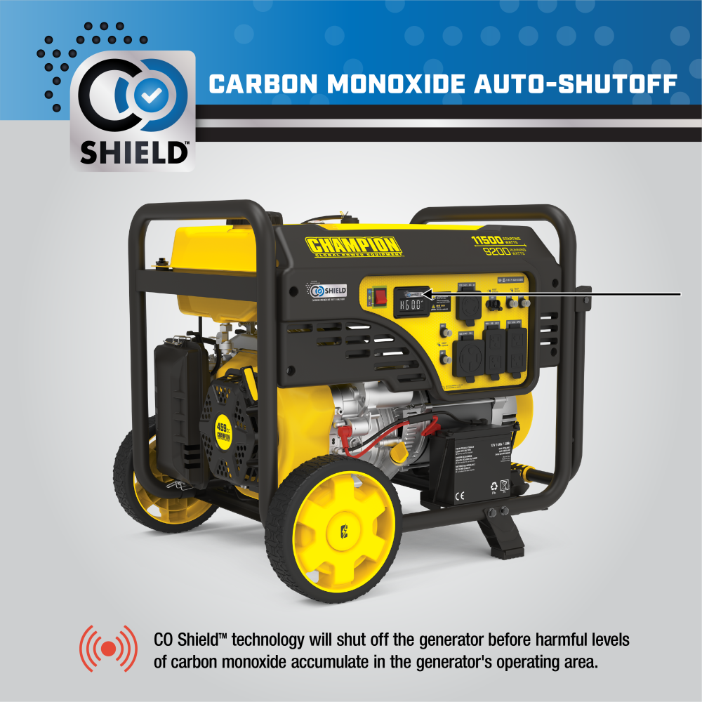 Champion 9200 Watt Electric Start Portable Generator with CO Shield ;