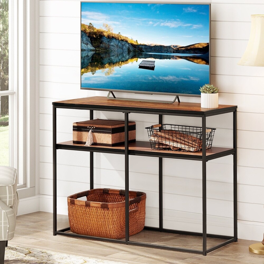 Modern Industrial Sofa Table/TV Stand by VECELO   41.3''Lx14''Wx29.9''H