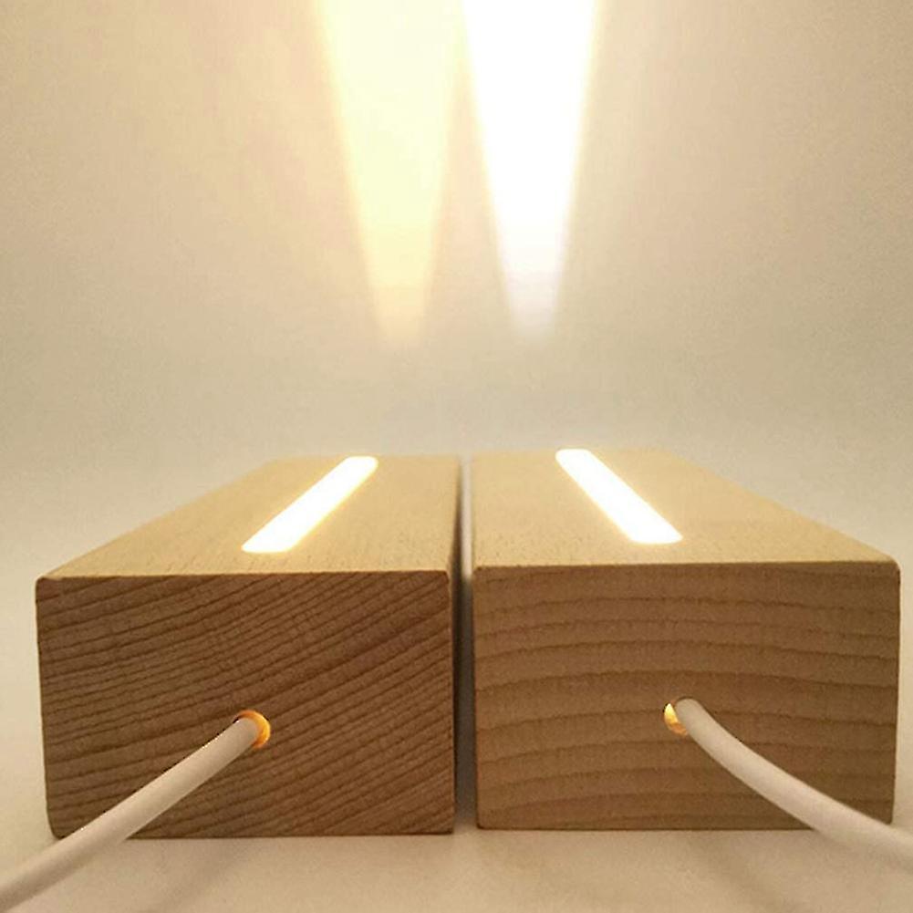 Wooden Rectangle Light Base，wood Led Display Base Pedestal Light Lamp Stand For Acrylic，crystal，nig