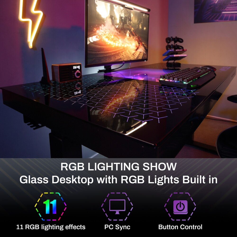 Eureka Ergonomic RGB Gaming Desk Built in PC Case  55\