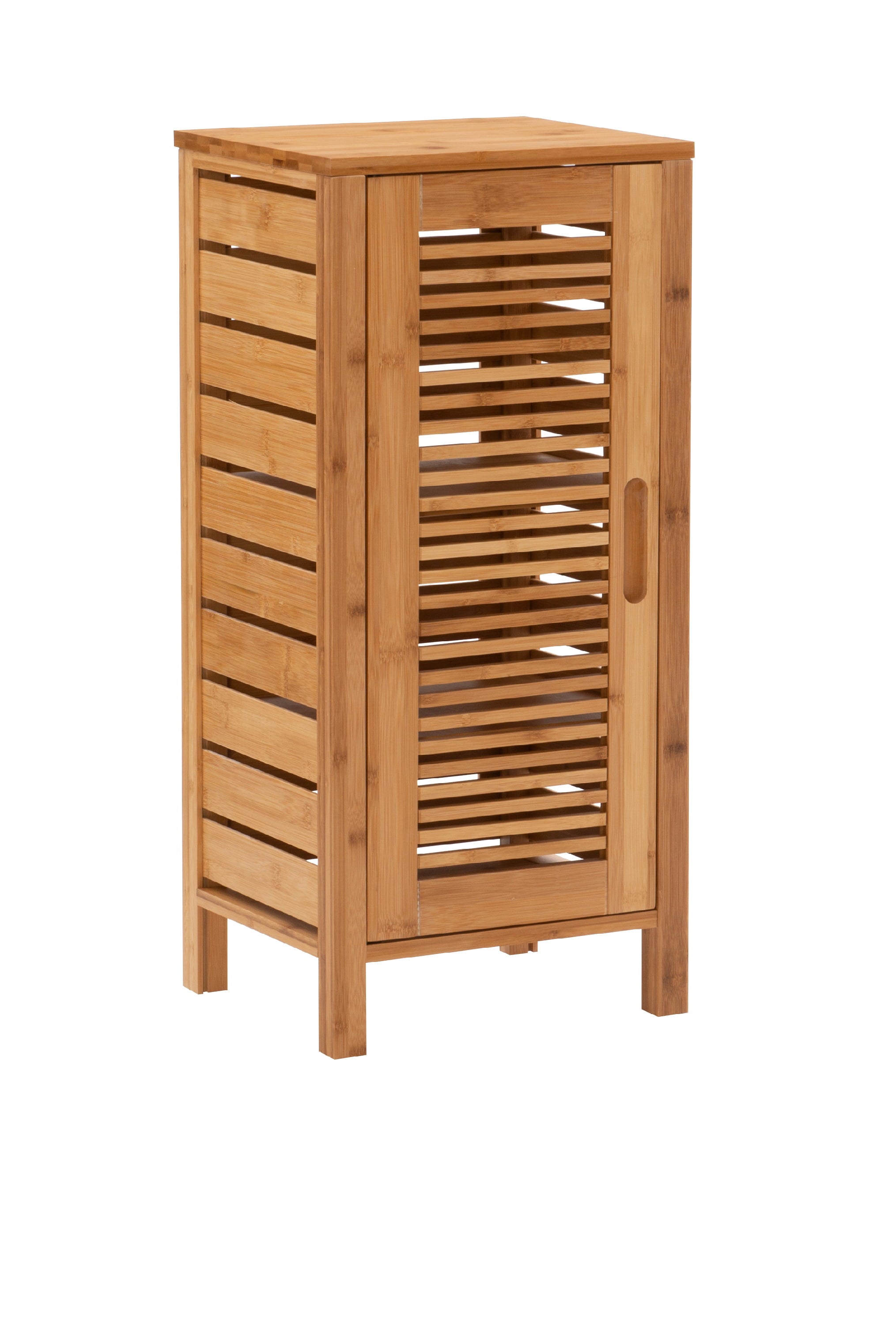 Linon Harding 3-Shelf Single Door Floor Cabinet, Natural Bamboo Finish