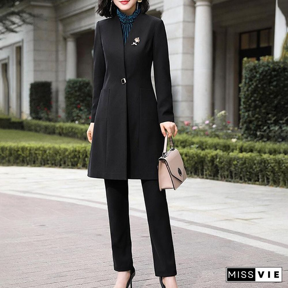 Fashion Uniform Styles Professional Business Suits For Women Office Work Wear Blazers Set Pantsuits Autumn Winter Outfits Set