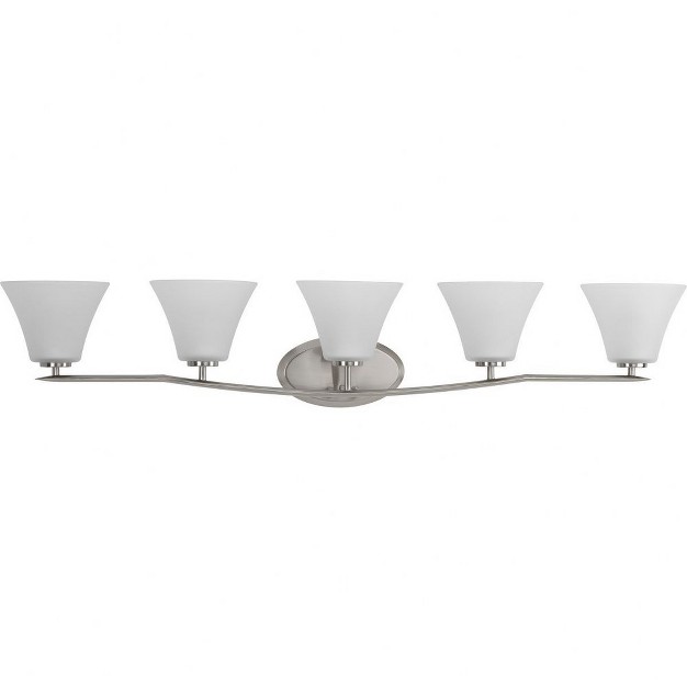 Progress Lighting Nisse Collection 5 light Wall Light Brushed Nickel Etched Opal Shade