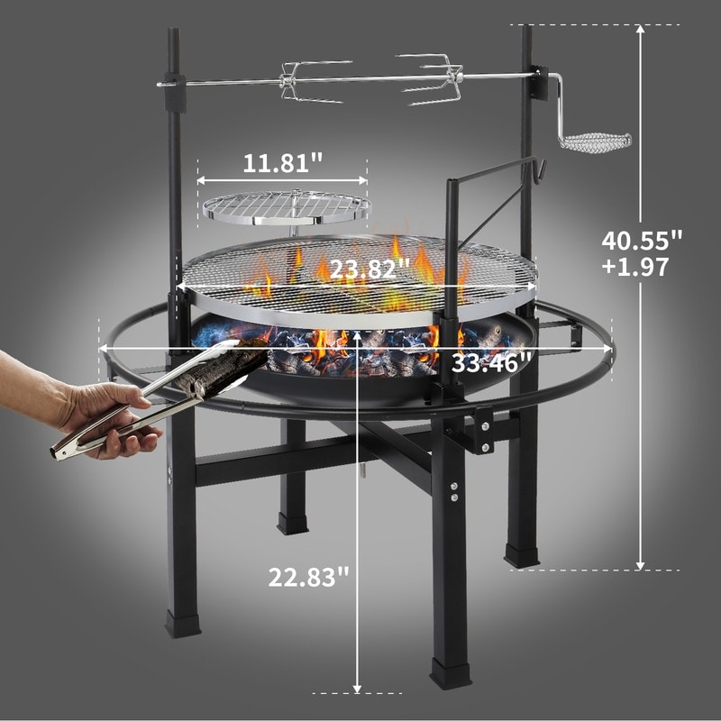 33.5'' W Portable Charcoal Grill