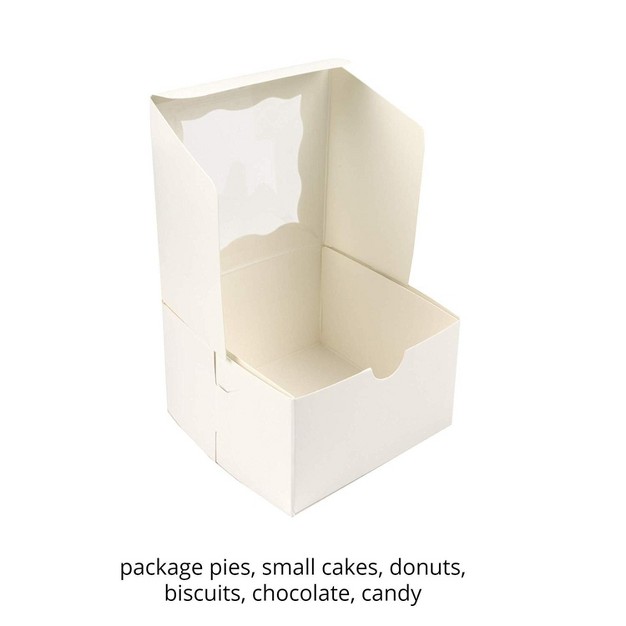 O x27 creme Small Bakery Cake Boxes With Window 4x4x2 5 Cupcakes Donuts Cookies Pastries Pack Of 50