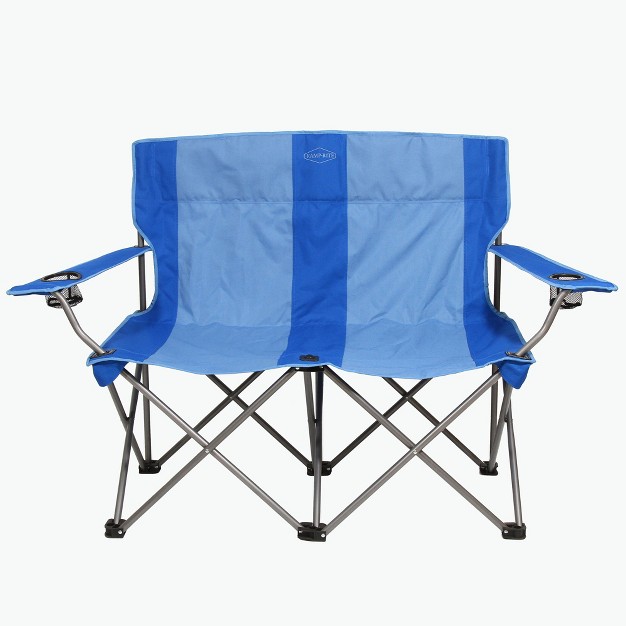 Kamp rite Portable 2 Person Folding Outdoor Camping Chair Loveseat With 2 Cupholders For Camping Tailgating And Sports 500 Lb Capacity