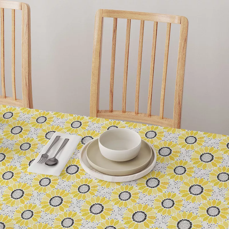 Square Tablecloth， 100% Polyester， 54x54， Abstract Sunflowers