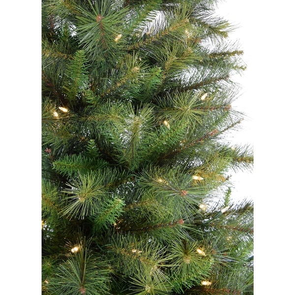 Fraser Hill Farm 7.5Ft. PreLit Half Wall Green Christmas Tree，Warm White LED Lights