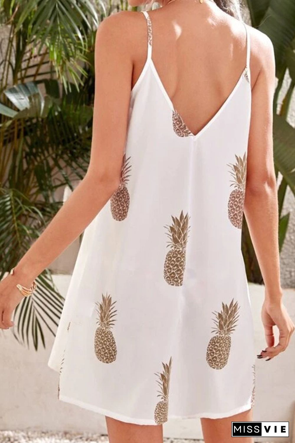 Pineapple Print Slip Dress Wholesale