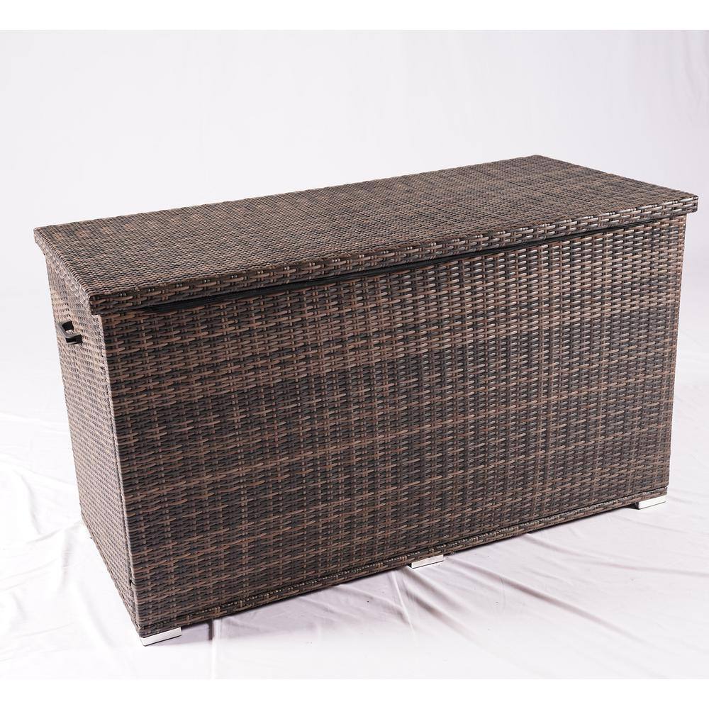 DIRECT WICKER Max 264 Gal. Flip-Top Wicker Outdoor Storage Box in Brown PA-3256B