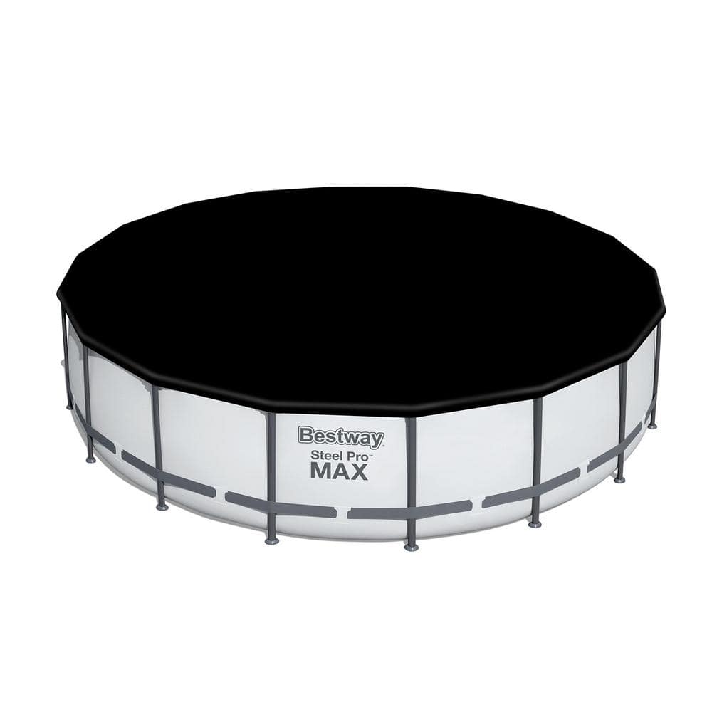 Bestway Pro MAX 18 ft. x 18 ft. Round 48 in. Deep Metal Frame Above Ground Swimming Pool with Pump & Cover 56463E-BW