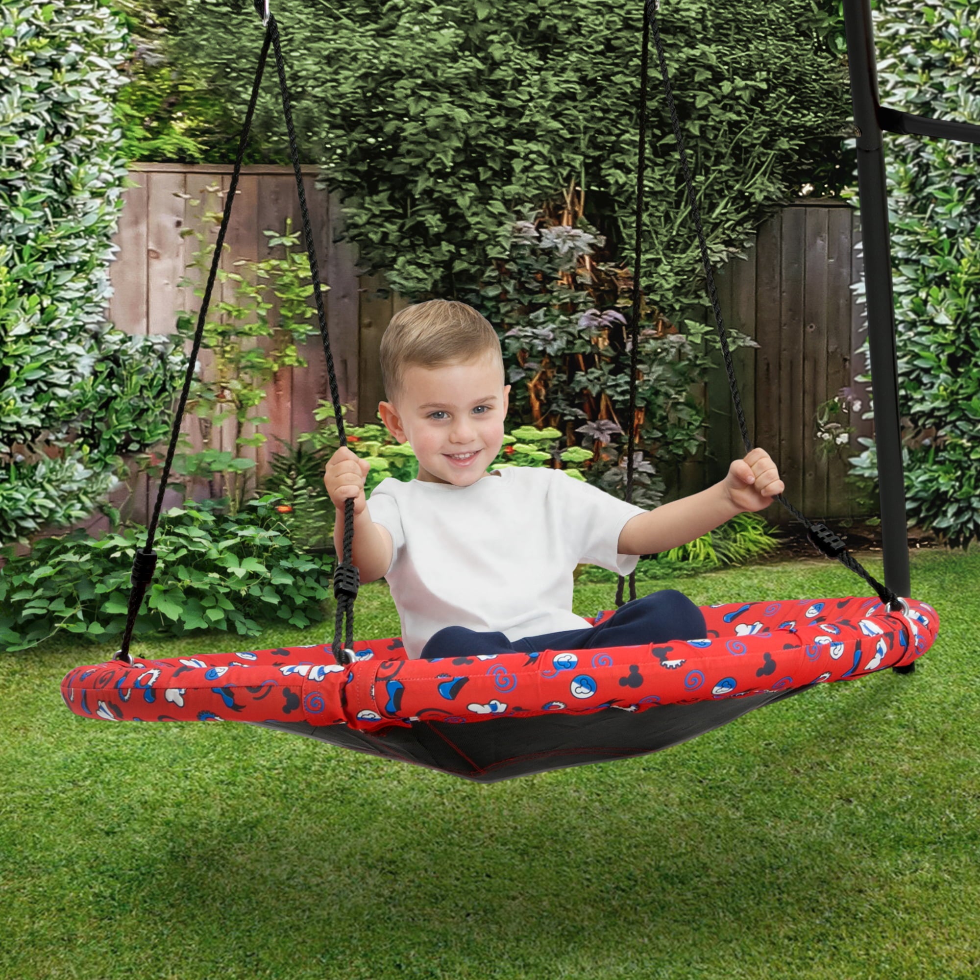 Disney Mickey Mouse 40-inch Saucer Swing – Includes Hardware for Swing Set or Tree Attachment