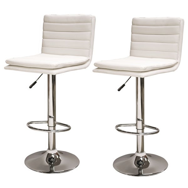 AmeriHome Modern Ripple Back Bar Stool - 2 Pc White