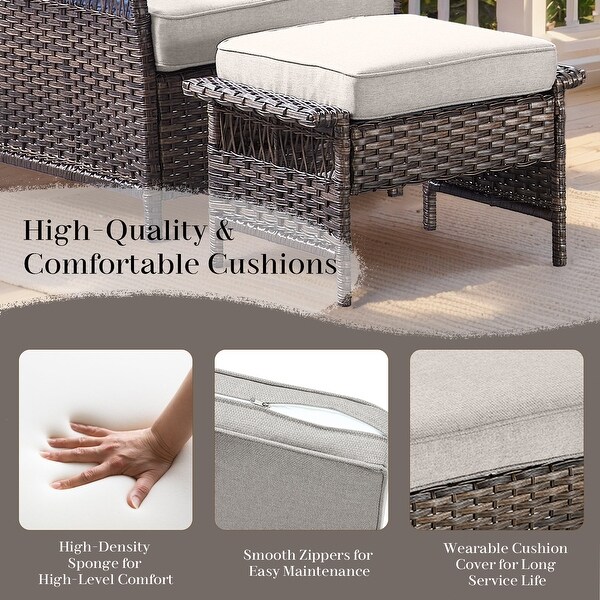 Patio Sofa Swivel Rocker Chairs，Ottoman and Table