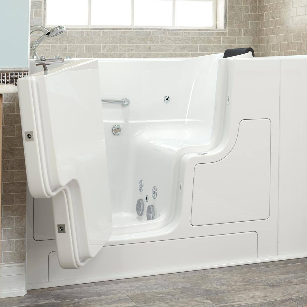 American Standard Gelcoat Premium 52 in. Left Hand Walk-In Whirlpool Bathtub in White 3052OD.109.WLW-PC