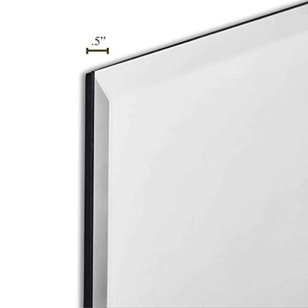 Large Simple Rectangular Streamlined 1 Inch Beveled Wall Mirror (24W x 36H)