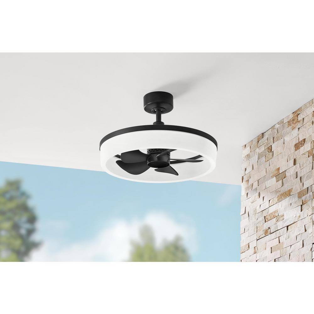 Home Decorators Collection Dialstone 23 in. Integrated CCT LED IndoorOutdoor Matte Black Ceiling Fan with Remote Control AK480-MBK