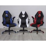 RS Gaming RGX Faux Leather High-Back Gaming Chair， Black/White， BIFMA Certified