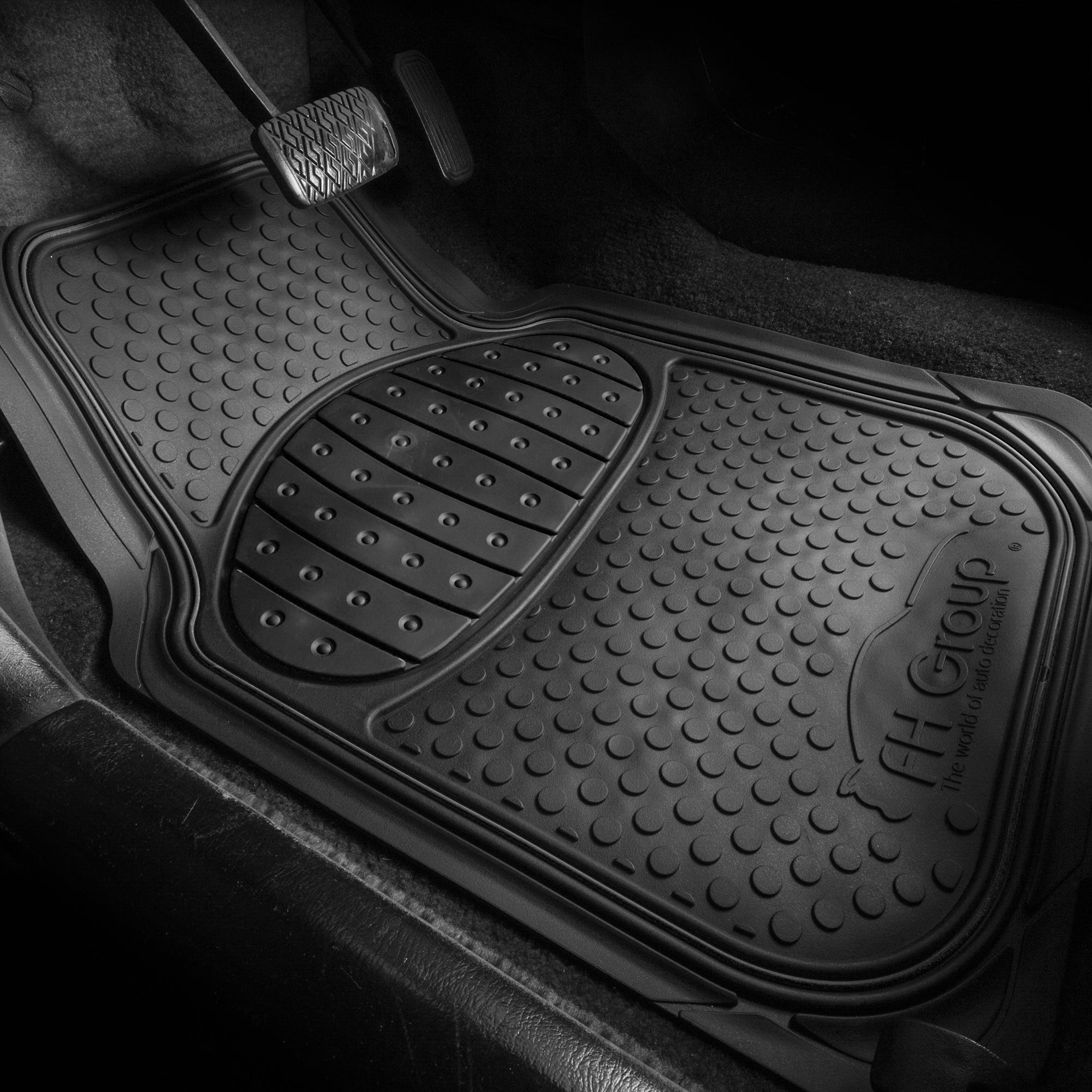 FH Group ClimaProof 3-Piece Rubber Black Car Floor Mats Universal Fit with Air Freshener