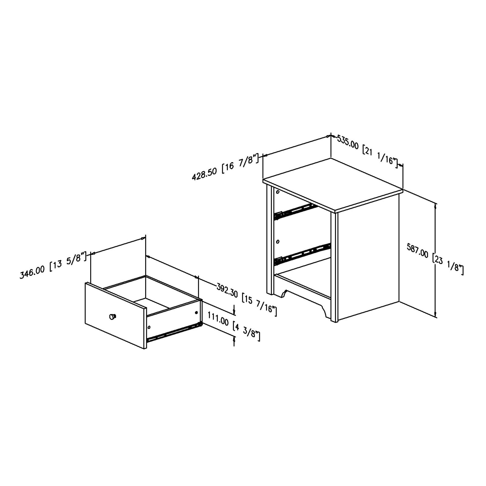 South Shore Vito 1-Drawer Nightstand - End Table with Storage White