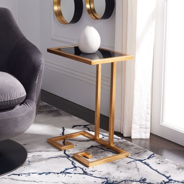 Murphy Accent Table Gold black Glass Safavieh