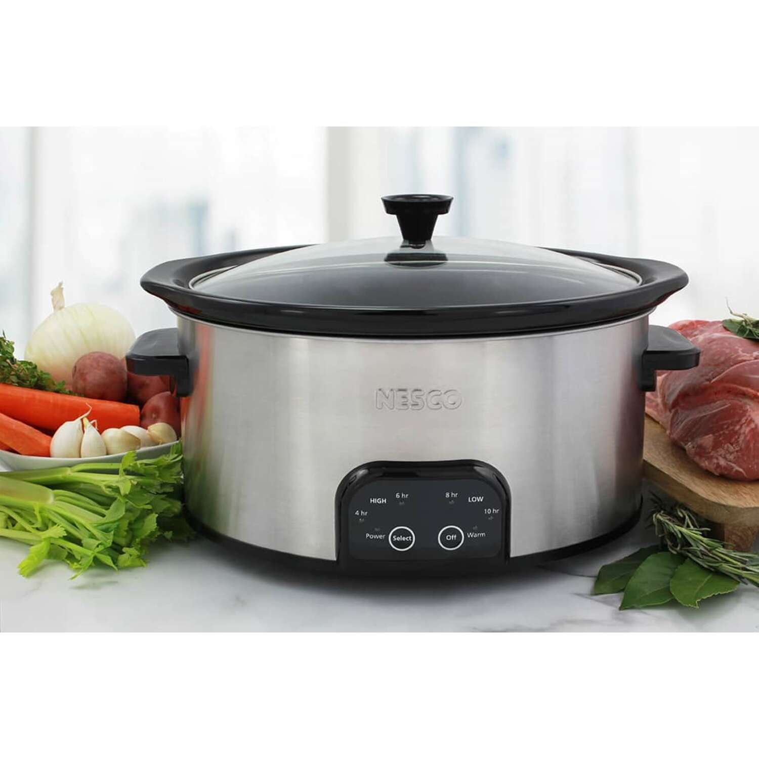 Nesco 6 qt Silver Stainless Steel Programmable Slow Cooker