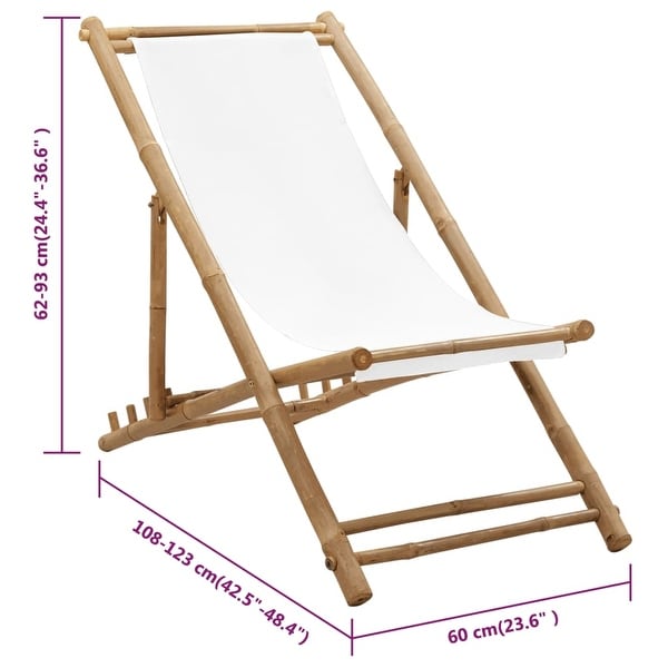 vidaXL Patio Deck Chair Bamboo and Canvas