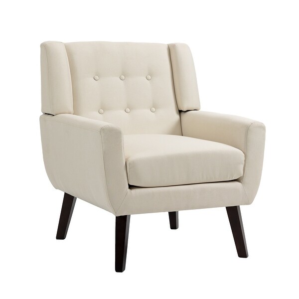 Modern Cotton Linen Upholstered Armchair Tufted Accent Chair