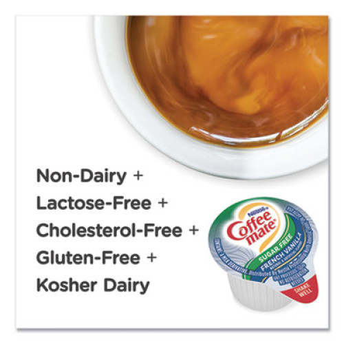 Coffee-mate Liquid Coffee Creamer， Sugar Free French Vanilla， 0.38 oz Mini Cups， 50/Box (91757)