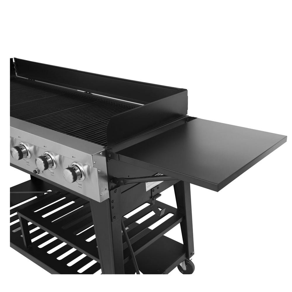 Royal Gourmet 8-Burner Event Propane Gas Grill in Black with 2 Folding Side Tables with Cover GB8000C