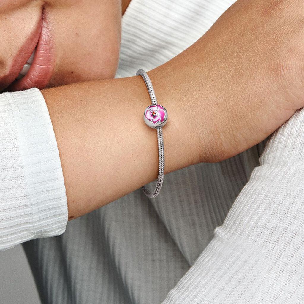 PANDORA  Pink Pansy Flower Clip Charm