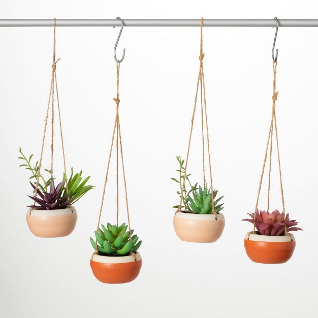 amp 3 5 quot Artificial Hanging Potted Succulent Set Of 4