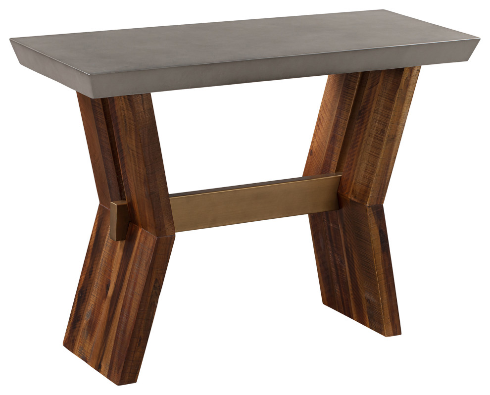 Picadilly Rectangle Console Table in Acacia Wood and Concrete   Industrial   Console Tables   by Armen Living  Houzz