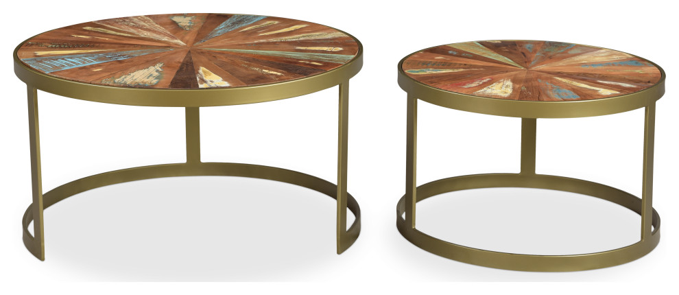 Delian Round coffee table with gold legs  set of 2   Contemporary   Coffee Table Sets   by Timbergirl  Houzz