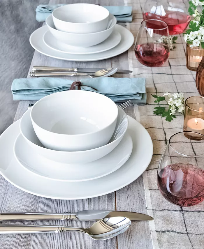 Over and Back Simply White Coupe Dinnerware 24-PC Set Service for 6