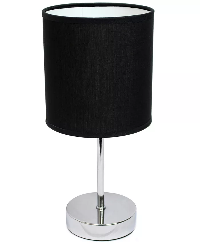 All The Rages Simple Designs Chrome Mini Basic Table Lamp with Fabric Shade