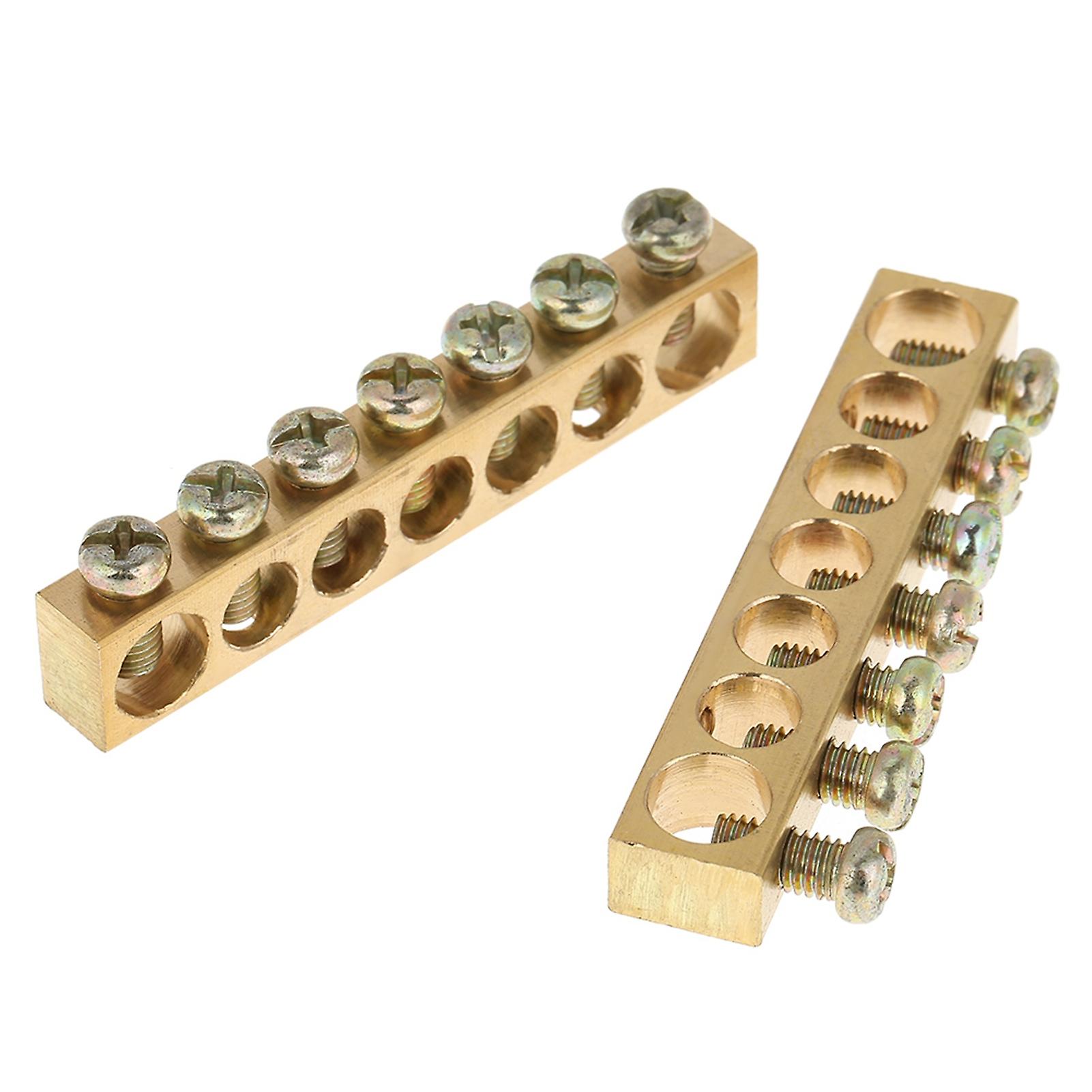 10pcs 7-hole Electrical Distribution Wire Screw Terminal Brass Ground Neutral Bar