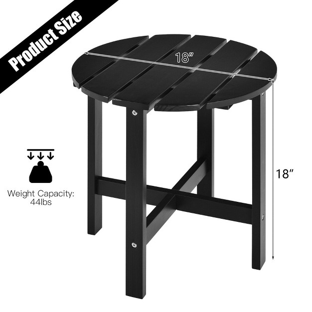 Costway 18 x27 x27 Patio Round Side End Coffee Table Wooden Slat Garden Deck