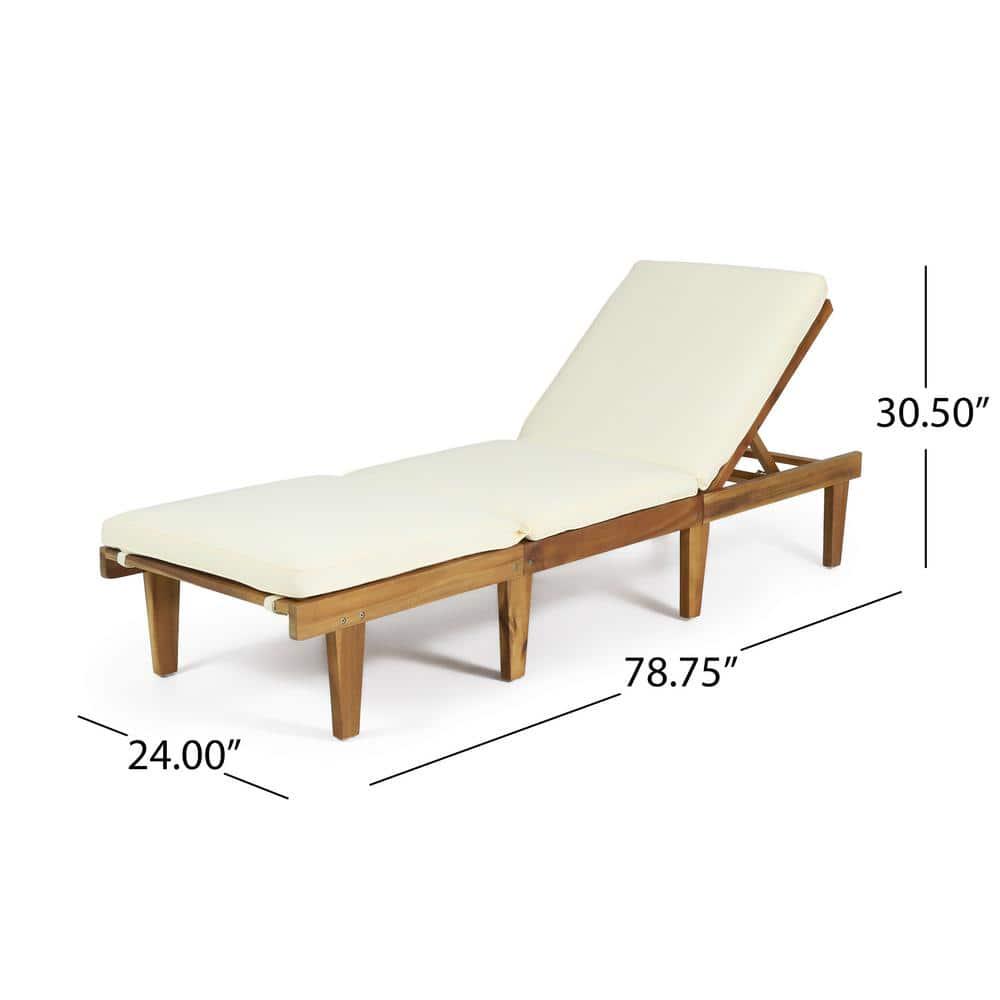 Noble House Ariana Wood Outdoor Chaise Lounge with Cream Cushion