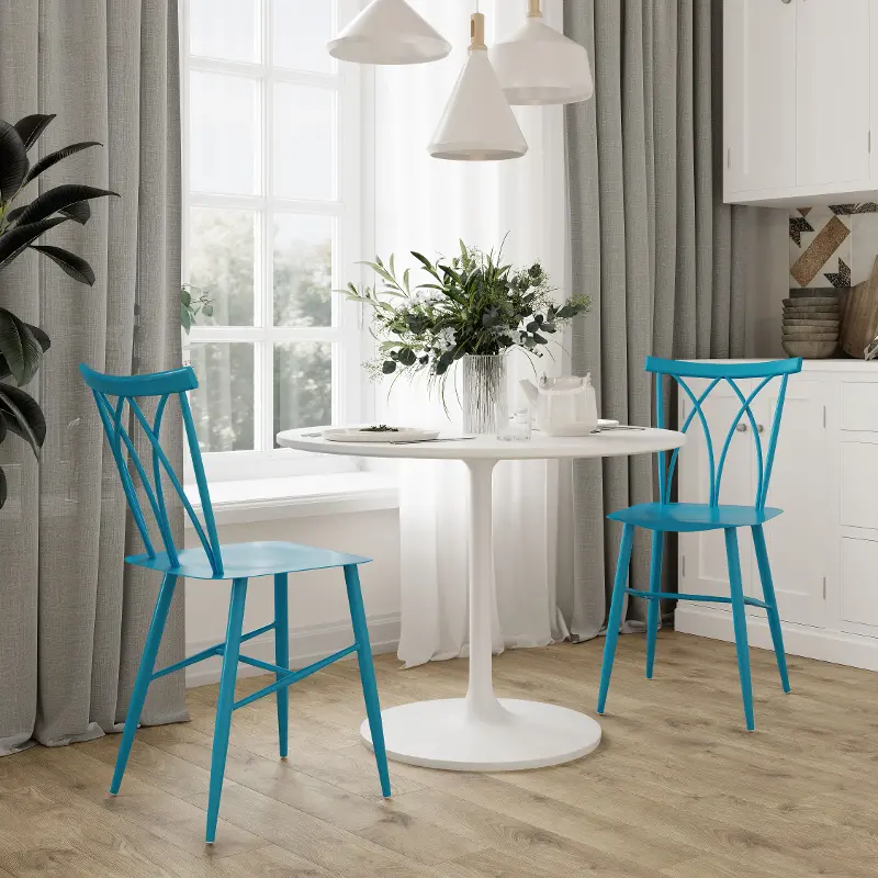 Easton Blue Metal Dining Chair (Set of 2)